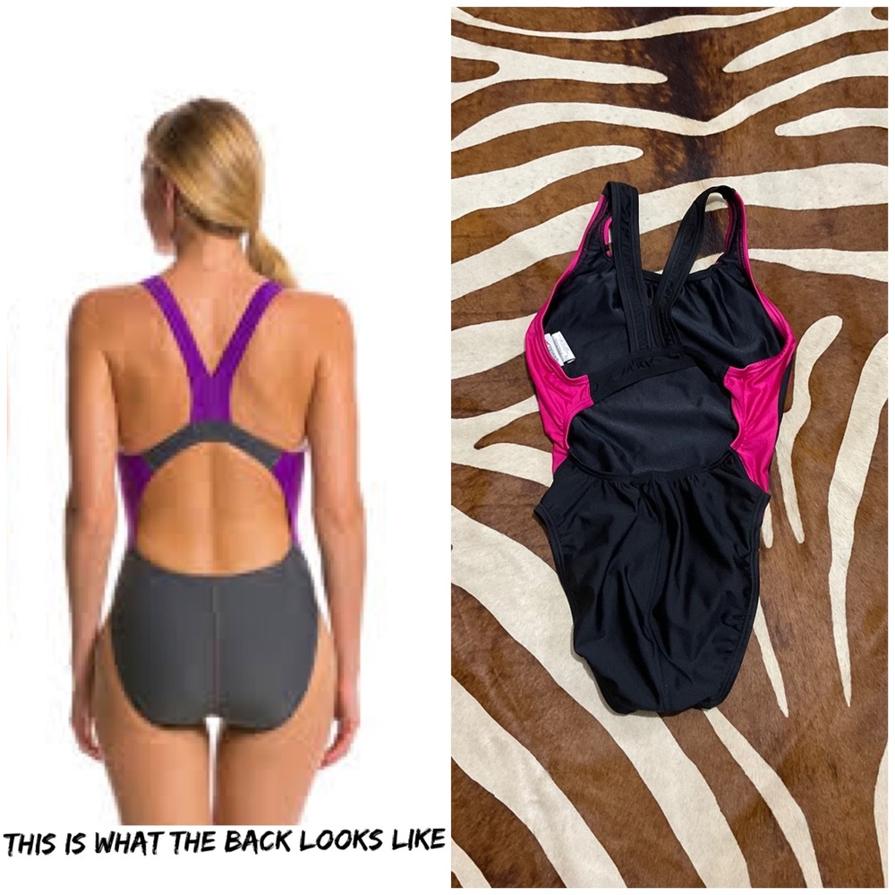 Speedo One Piece Swimsuit Hot Pink and Black size 8/34 - Picture 4 of 6